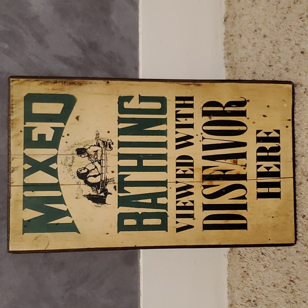 Stars & Stripes American Furnishing Co. Mixed Bathing Rustic Wood Hanging Sign